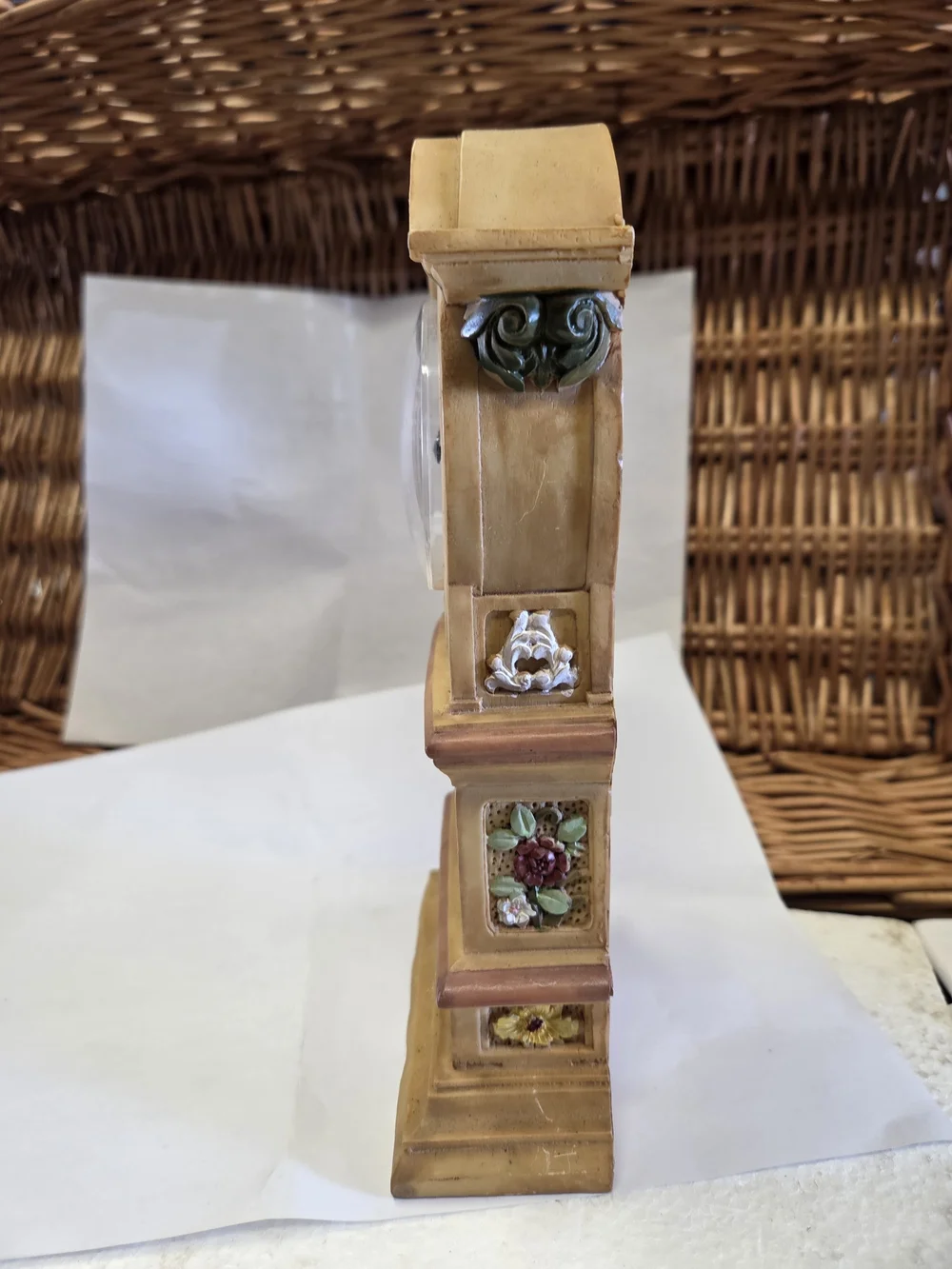 EQUITY VINTAGE WOODEN Floral Mantel Clock - Antique Gold Finish